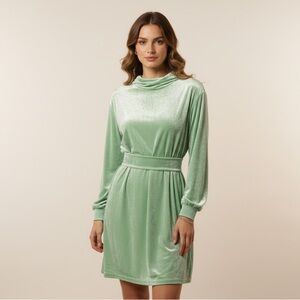 Eros Green Velour Hooded Dress NWT Large with Pockets